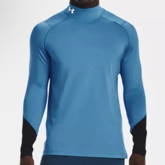 Under Armour Cold Gear Mock Neck Shirt Size Small Turquoise Teal Blue Fitted NWT - Picture 14 of 14